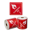 Dangerous Goods Label Roll Flammable Gas 2.1 Printed Red/White, 99mm x 99mm, 500 Labels Roll